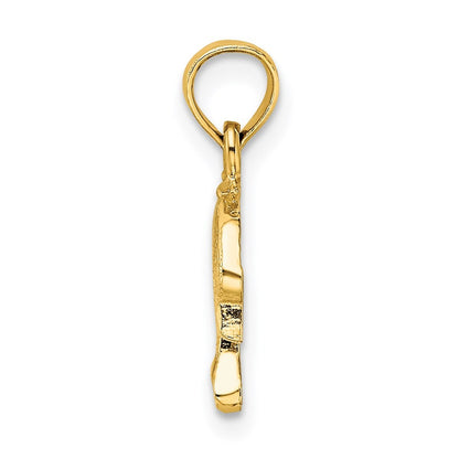 14k Yellow Gold Textured Mini Dolphin Jumping Charm