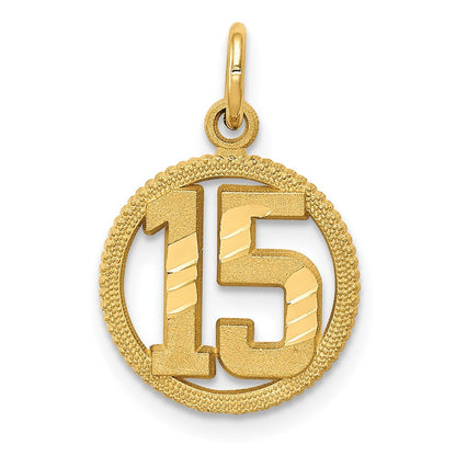 14k Yellow Gold #15 Circle Pendant for Women