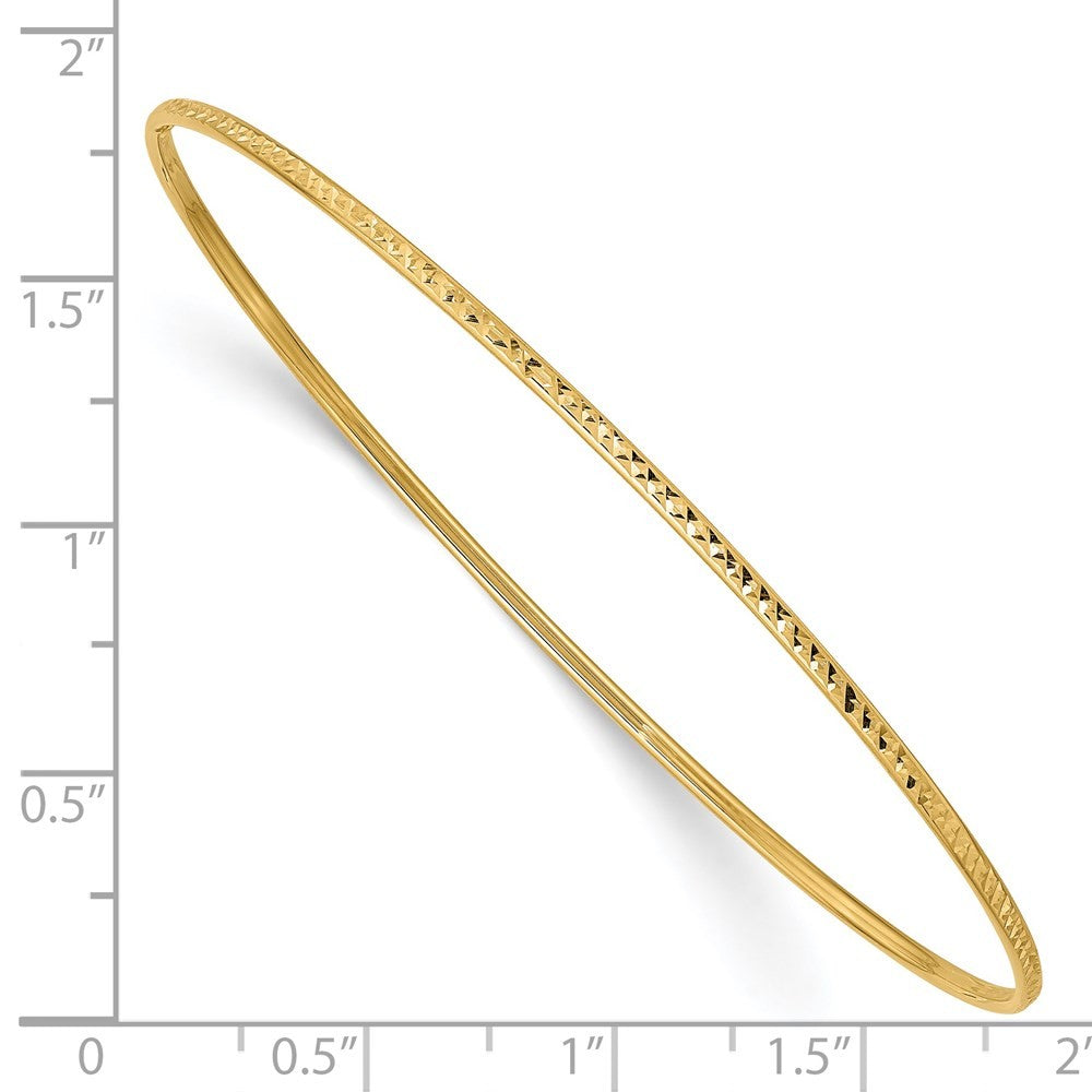 14k Yellow Gold Polished Diamond-Cut 1.50mm Slip-on Round Bangle Bracelet