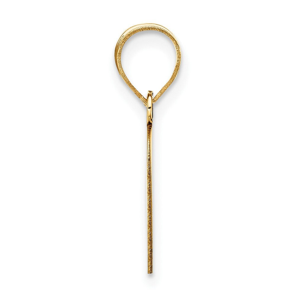 14k Yellow Gold Polished Script Letter O Initial Pendant for Women