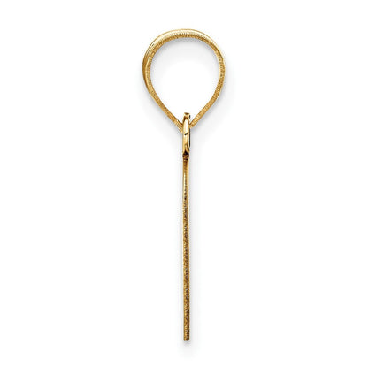 14k Yellow Gold Polished Script Letter O Initial Pendant for Women