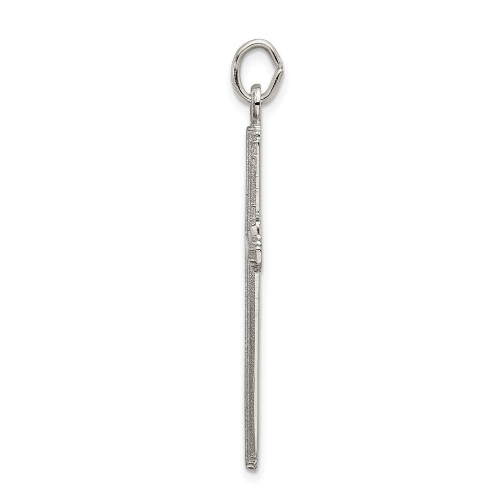 Sterling Silver Polished Grooved Cross Pendant Holiday Gift for Women