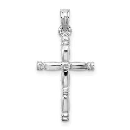 14k White Gold 3-D Polished Cross Charm Pendant for Women