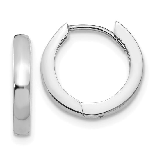14k White Gold Round Hinged Hoop Earrings Gift for Women