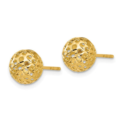 14k Yellow Gold Diamond Cut Bead Earrings