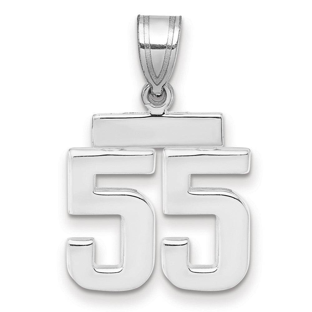 14k White Gold Small Polished Number 55 Charm Pendant for Women