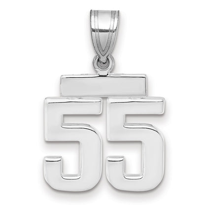 14k White Gold Small Polished Number 55 Charm Pendant for Women