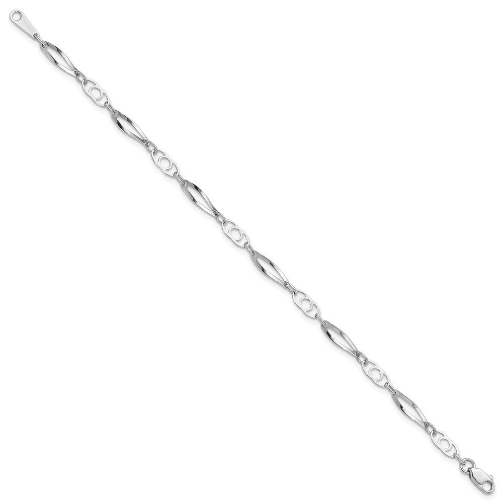 14k White Gold Polished Fancy Link 7 inch Bracelet