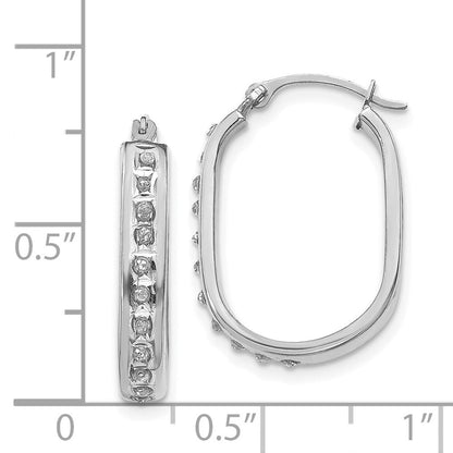 14k White Gold Diamond Fascination Squared Hinged Hoop Earrings Gift for Women