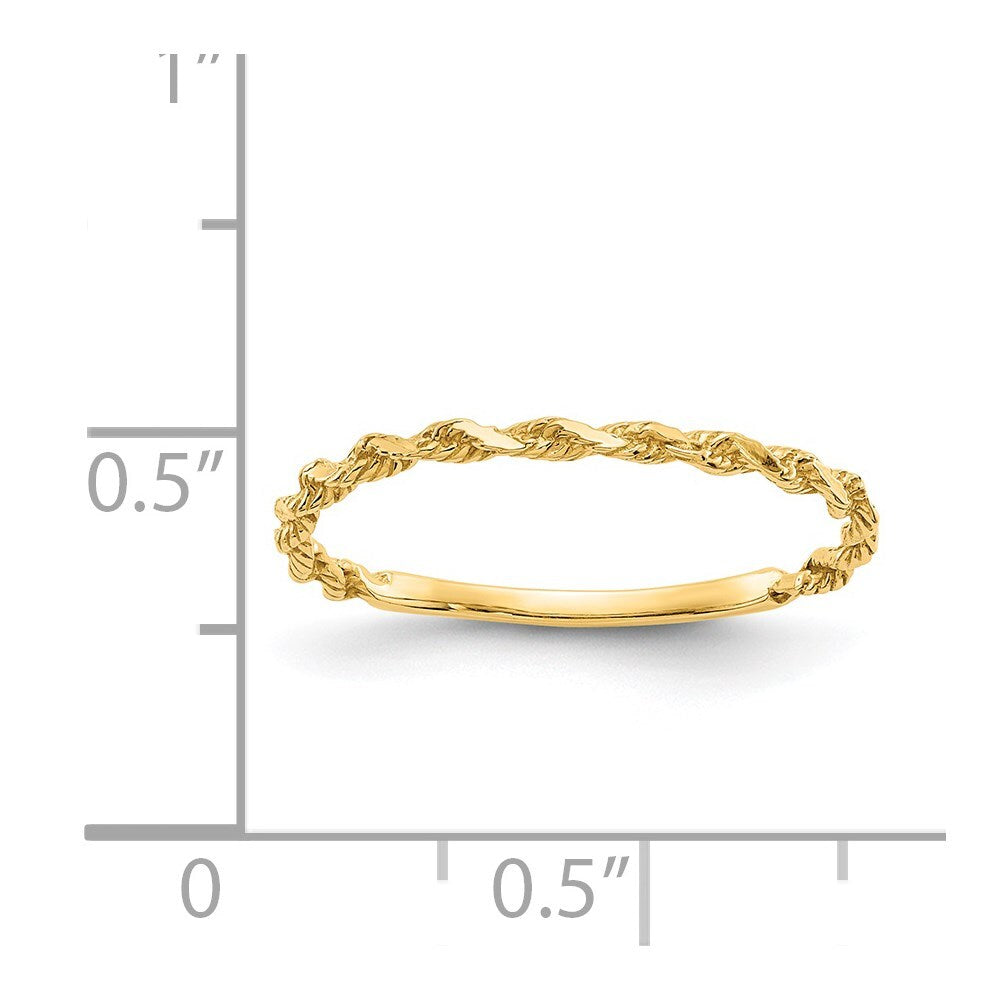 14K Yellow Gold Diamond-cut Textured Rope Band Ring
