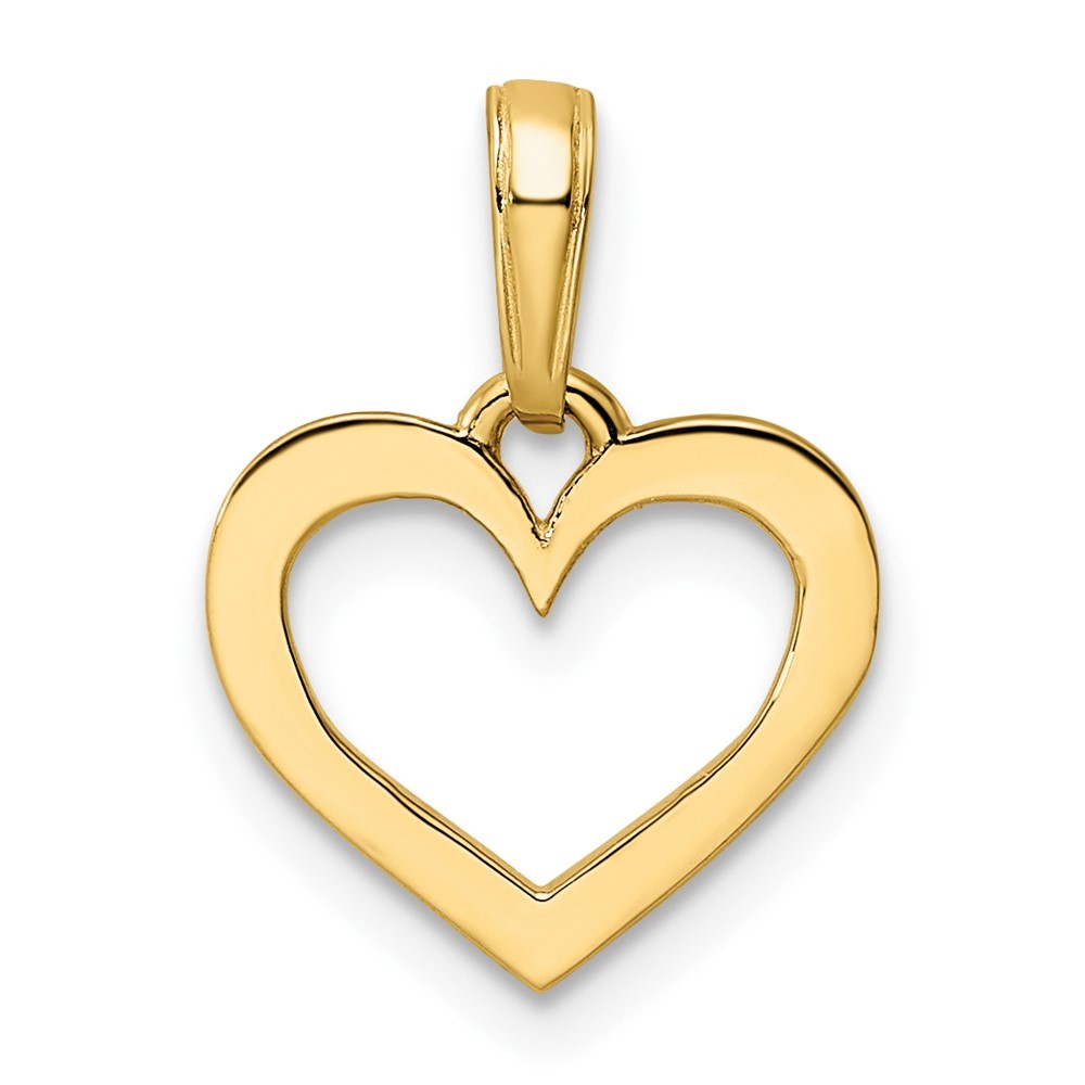 14k Yellow Gold and White Rhodium Diamond-cut Heart Pendant