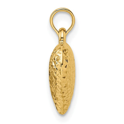 14k Yellow Gold Polished Diamond-cut Large Puffed Heart Pendant for Women