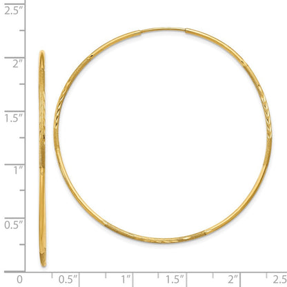 14k Yellow Gold 1.25mm Diamond-cut Endless Hoop Earring