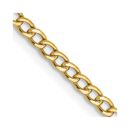 14k Yellow Gold 24 inch 2.5mm Semi-Solid Curb Chain Necklace