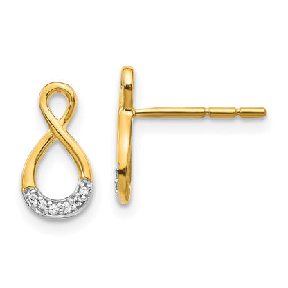 14k Yellow Gold and Rhodium Diamond Twisted Earrings