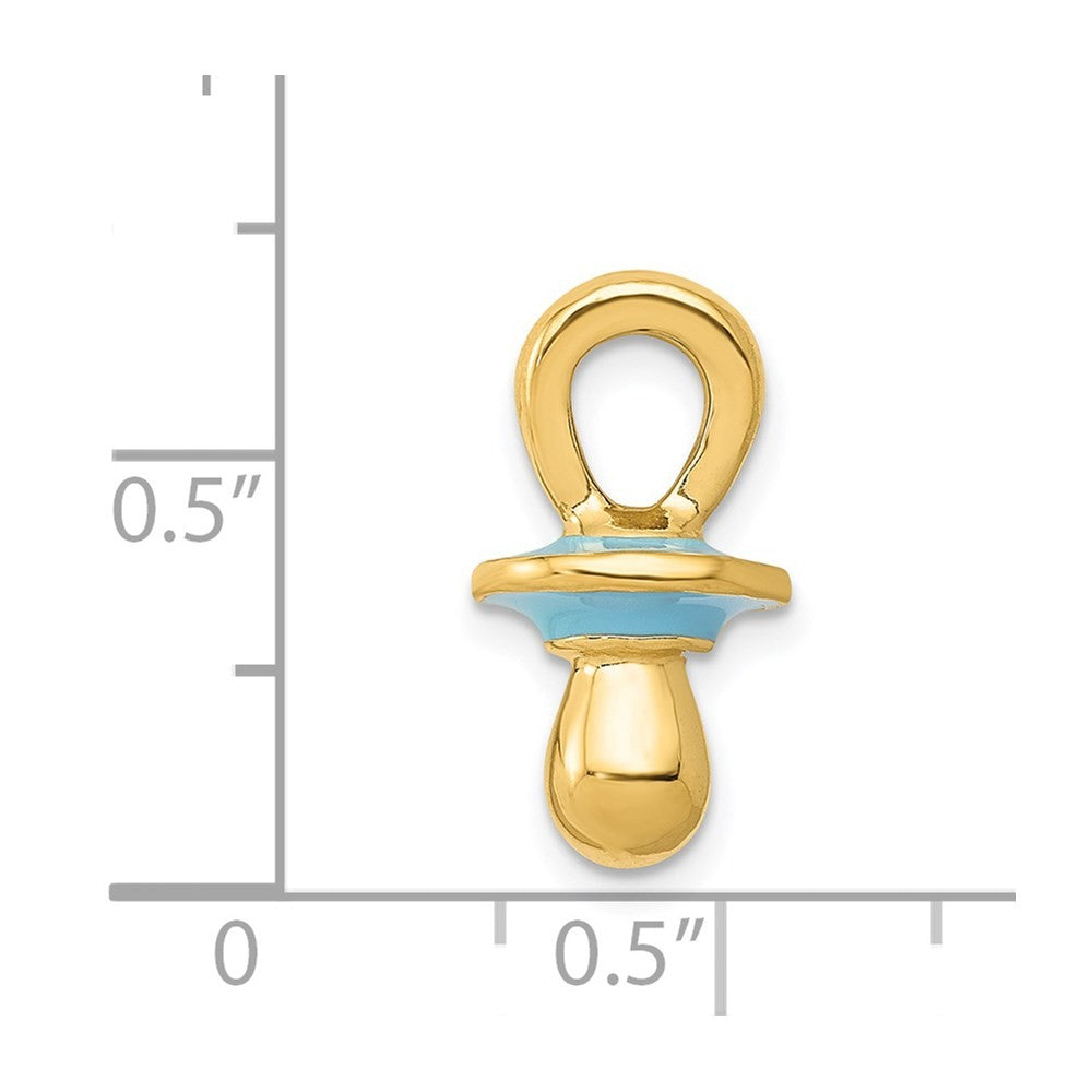 14k Yellow Gold Blue Enameled 3-D Pacifier Pendant