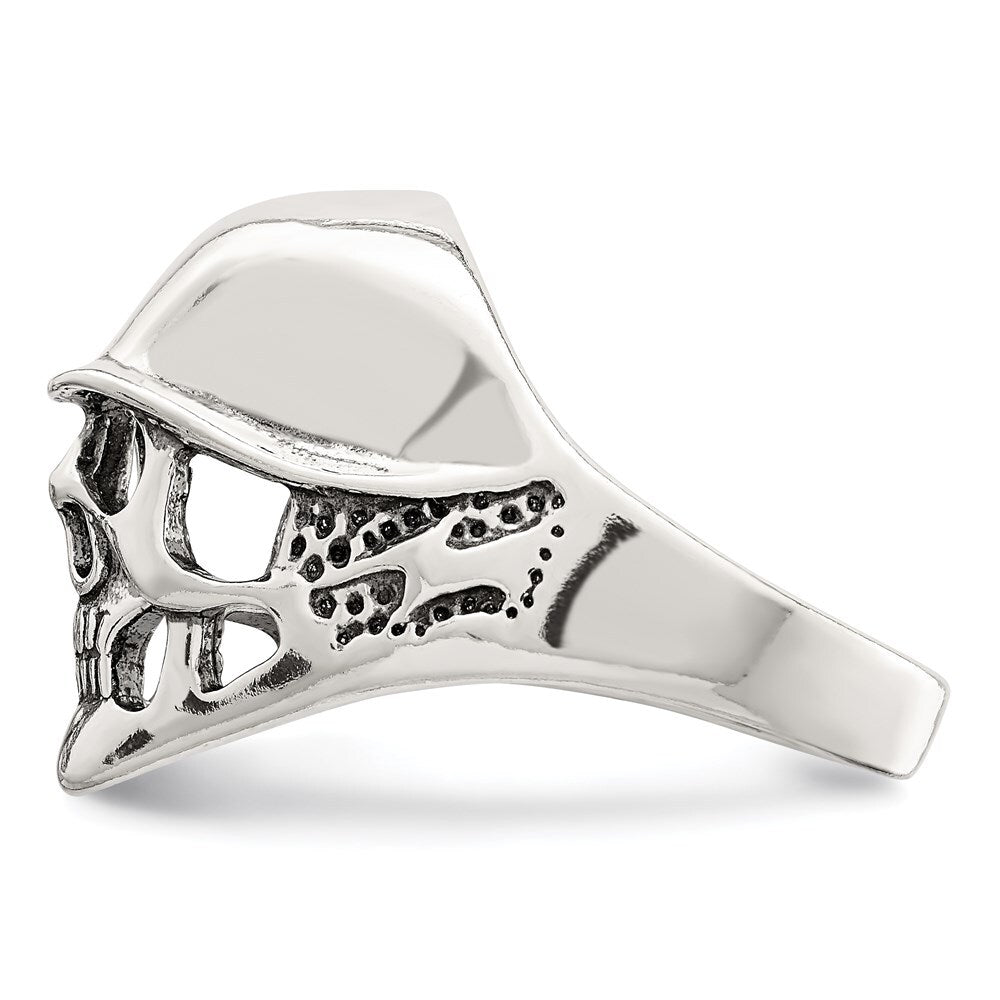 Sterling Silver Antiqued Skull Ring Size 10