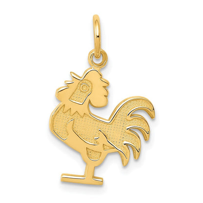 14k Yellow Gold Rooster Charm Pendant for Women