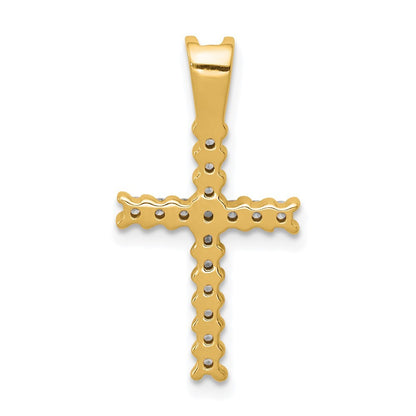 14k Yellow Gold and Rhodium Diamond Latin Cross Pendant for Women