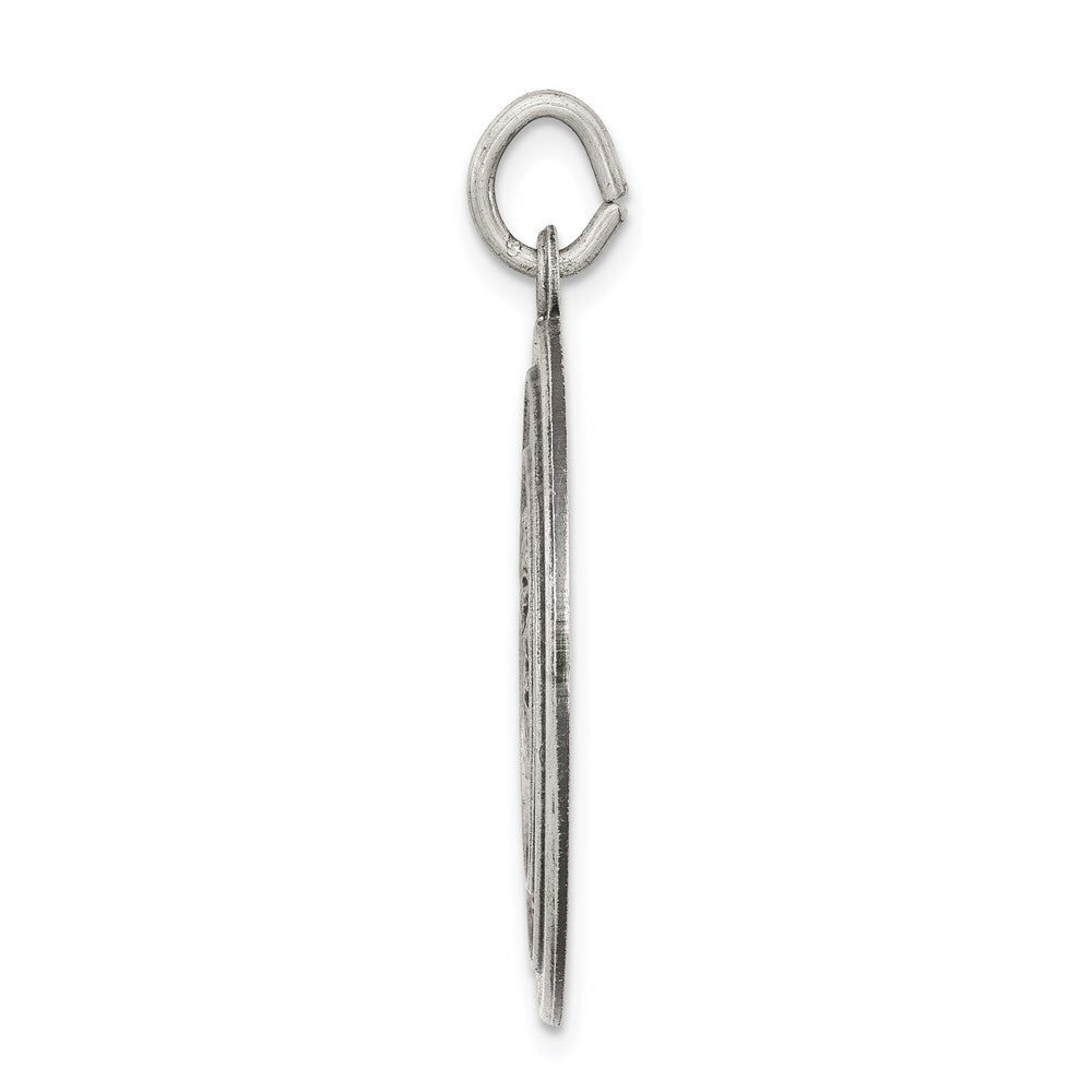 Sterling Silver Antiqued St. Christopher Medal Pendant