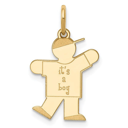 14k Yellow Gold Kid Charm Pendant for Women