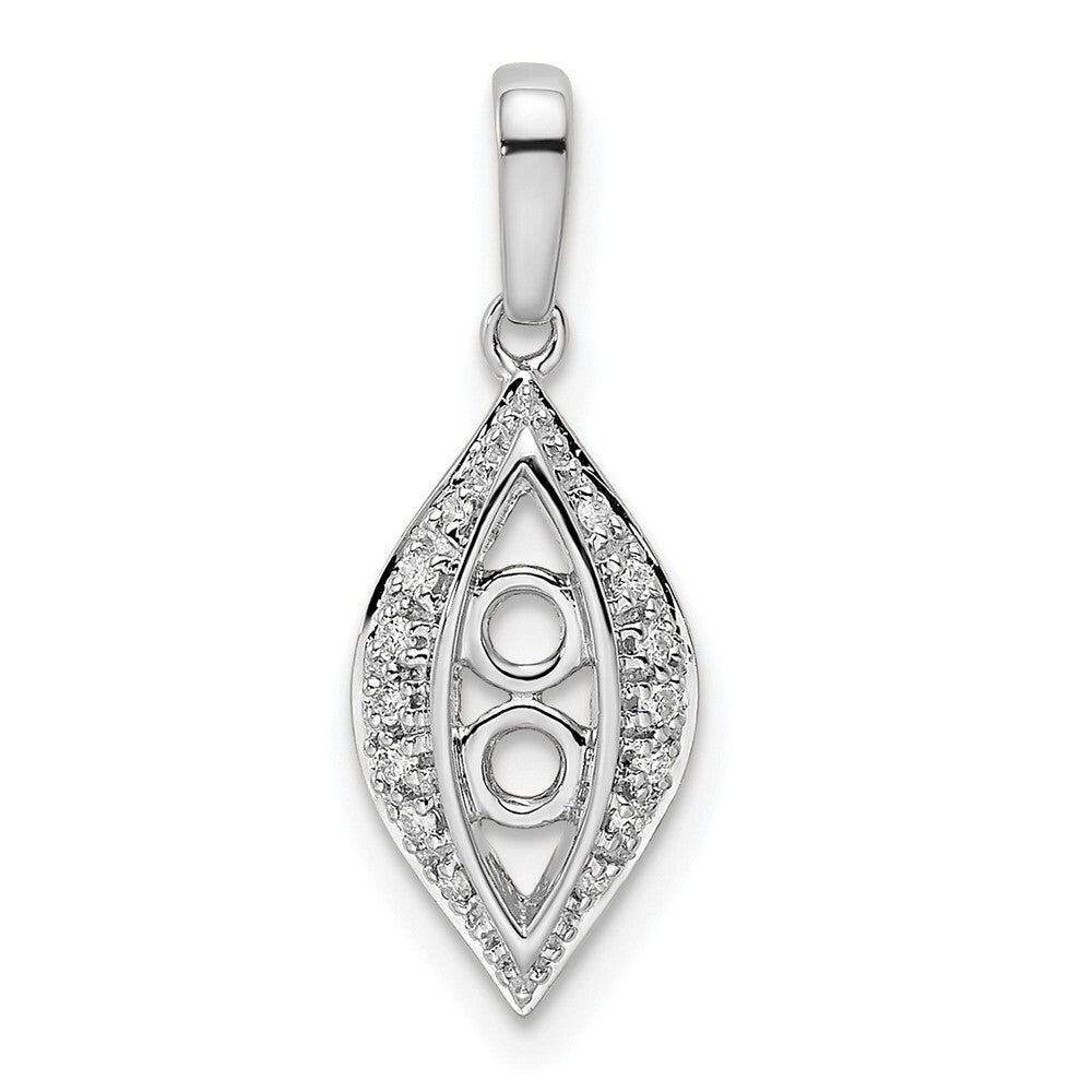 14k White Gold Family Jewelry Diamond Semi-Set Pendant for Women