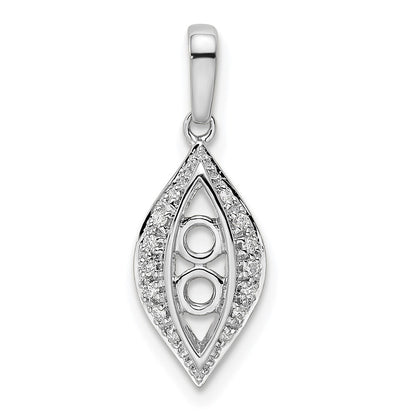 14k White Gold Family Jewelry Diamond Semi-Set Pendant for Women