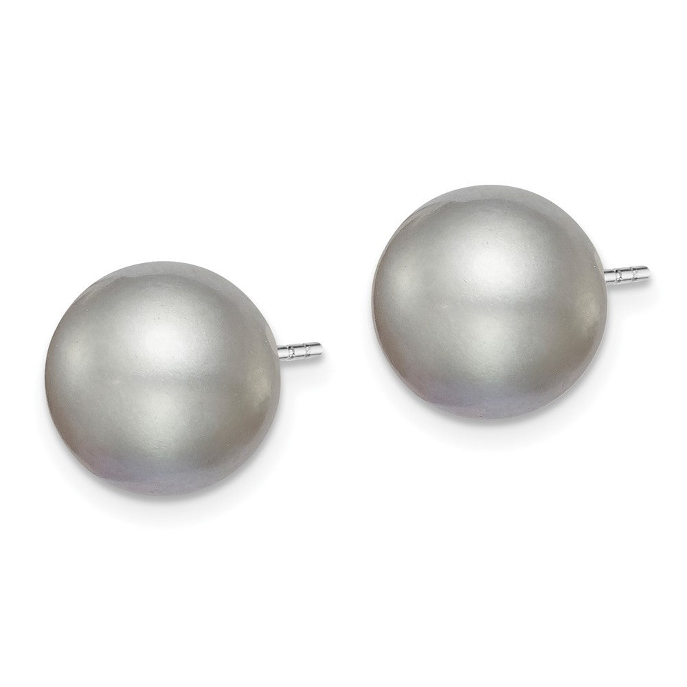Sterling Silver 10-11mm Grey Round Freshwater Cultured Pearl Earring