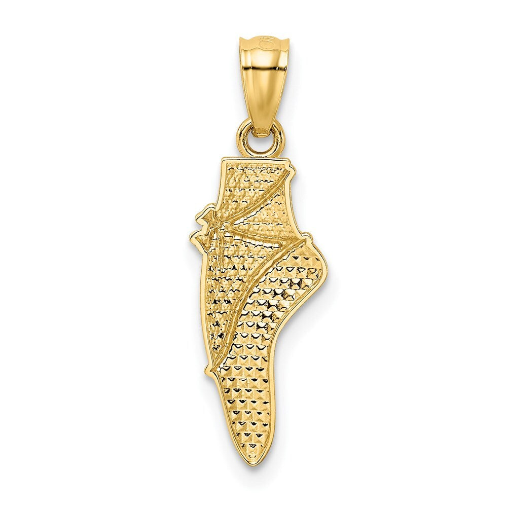 14k Yellow Gold Rhodium Ballet Shoe Pendant for Women