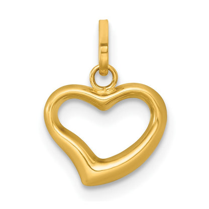 14k Yellow Gold Polished Open Heart Charm Pendant