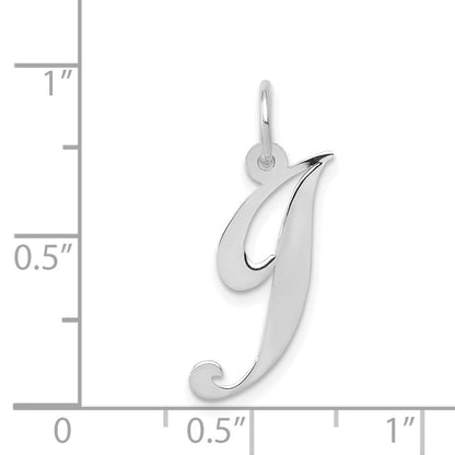 14k White Gold Medium Fancy Script Letter J Initial Charm Pendant for Women
