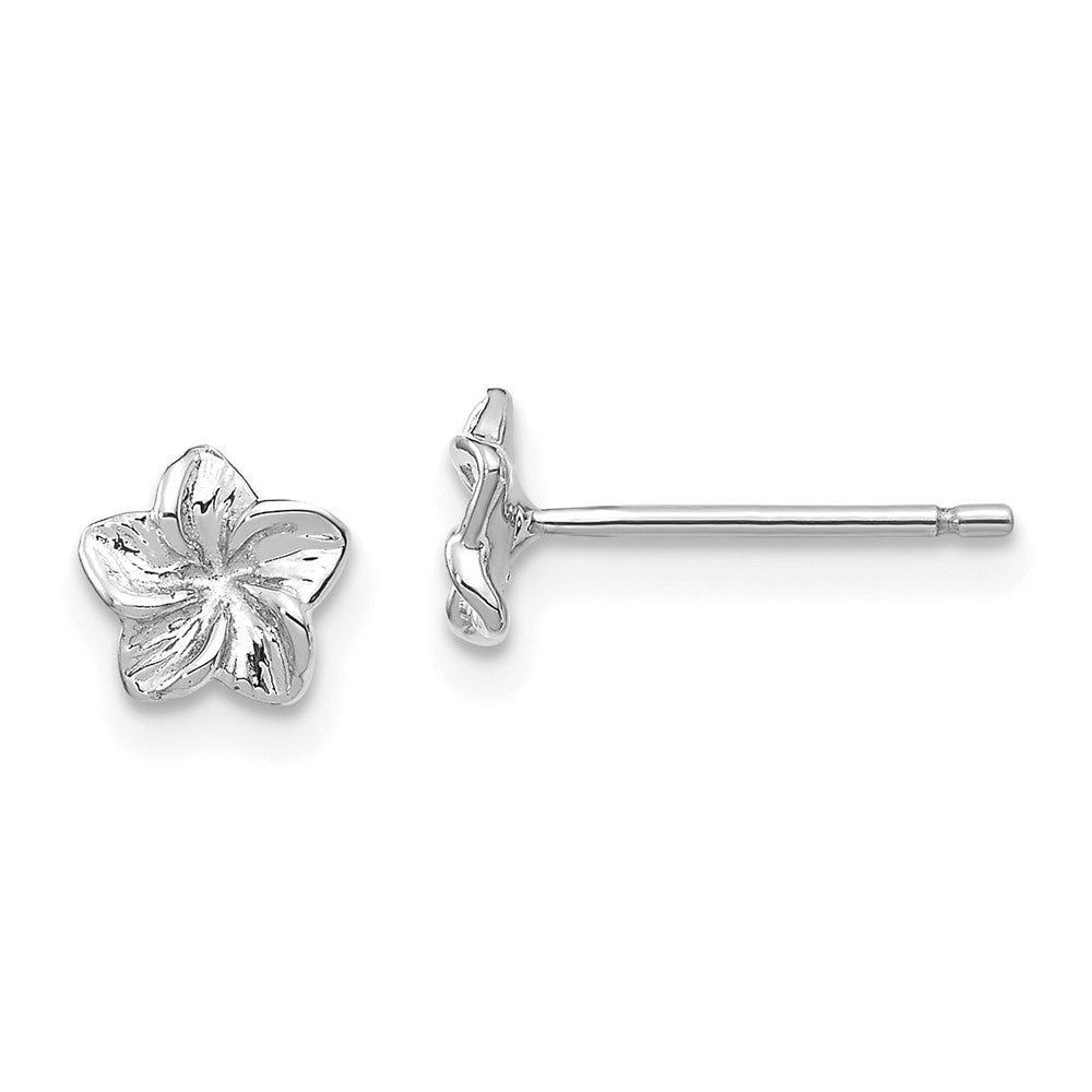 14k White Gold Plumeria Flower Earrings