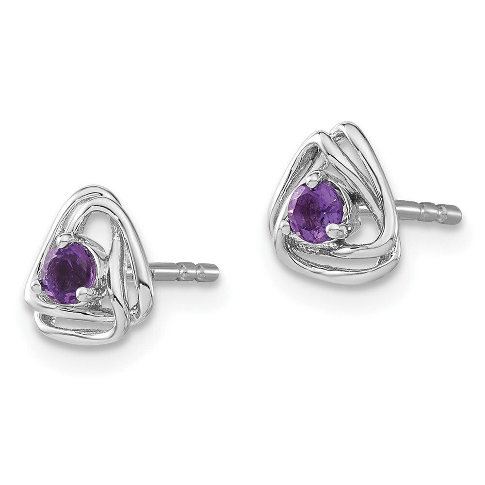 14k White Gold Amethyst Stud Earrings Gift for Women