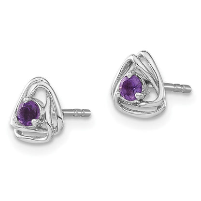 14k White Gold Amethyst Stud Earrings Gift for Women