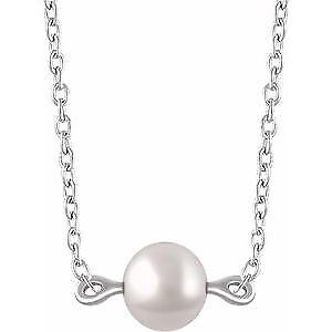 14k White Gold Cultured White Freshwater Pearl 16-18" Necklace for Women