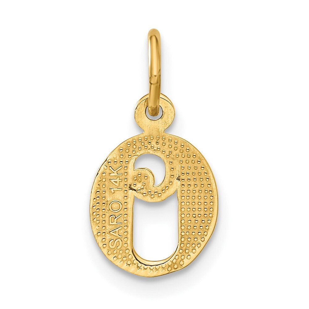 14k Yellow Gold Letter O Initial Charm Pendant for Women