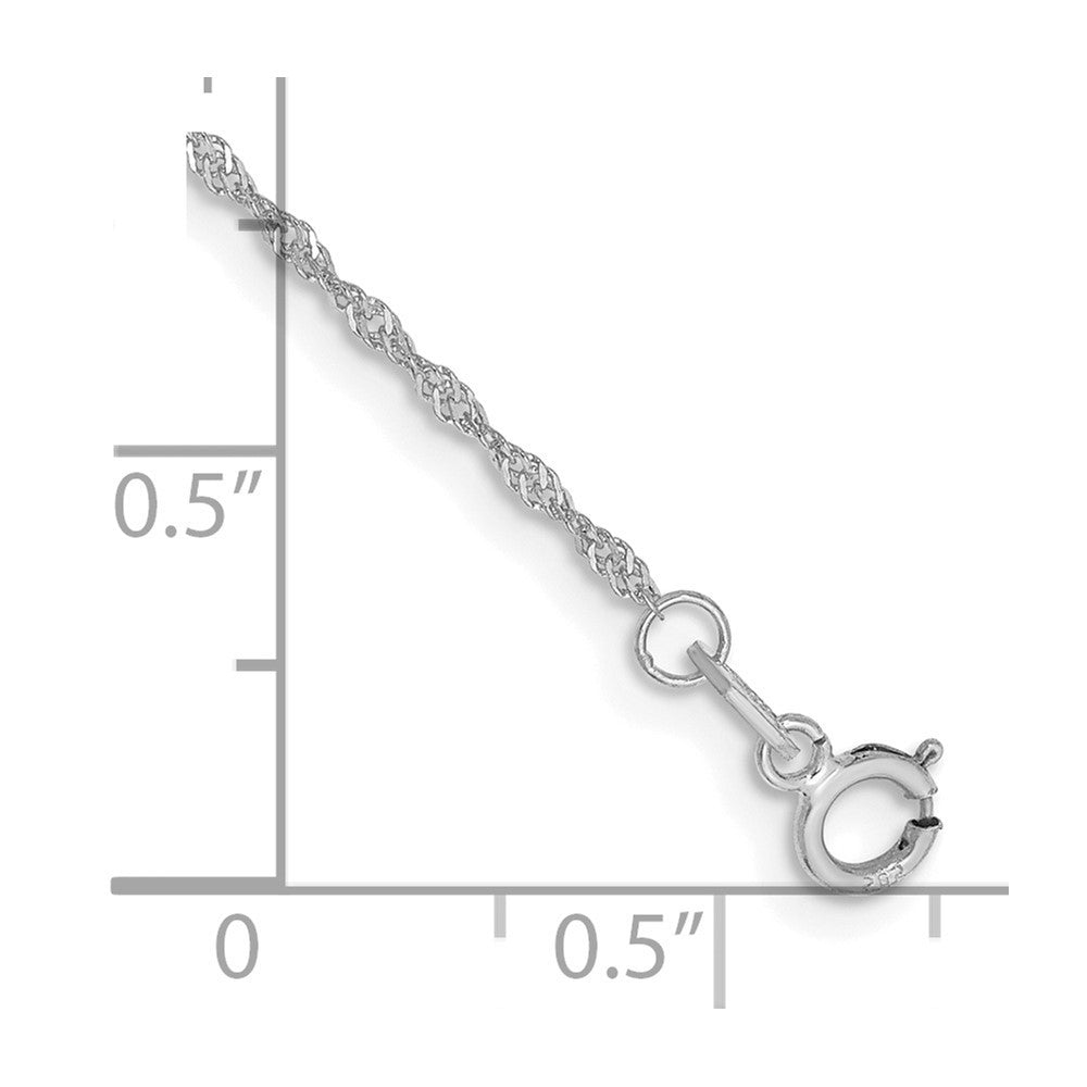 14K White Gold 6 inch 1.10mm Singapore with Spring Ring Clasp Chain Bracelet