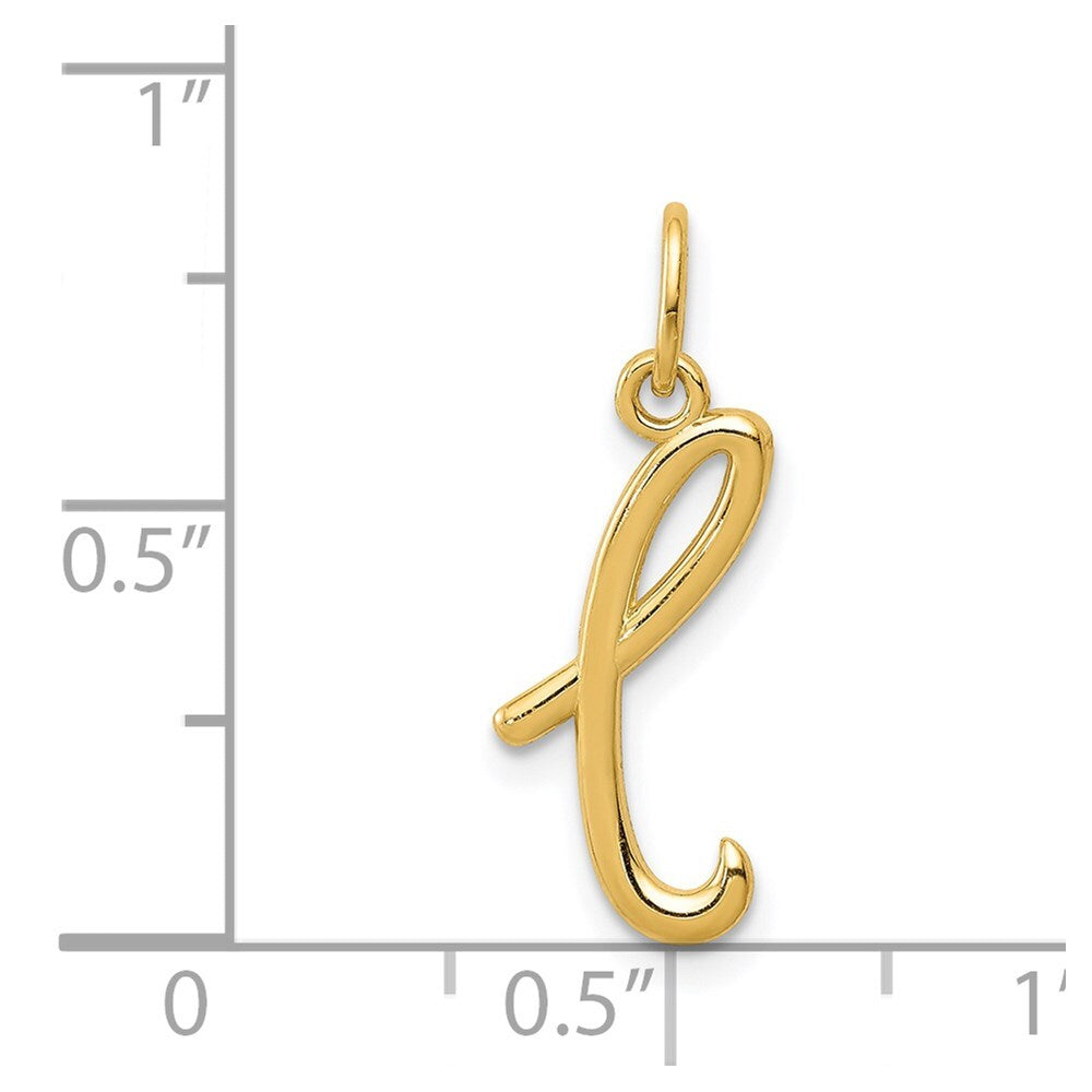 14k Yellow Gold Letter L Initial Charm Pendant for Women