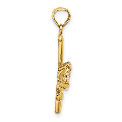 14k Yellow Gold Solid Open-Backed Glove/Bat/Baseball Charm Pendant
