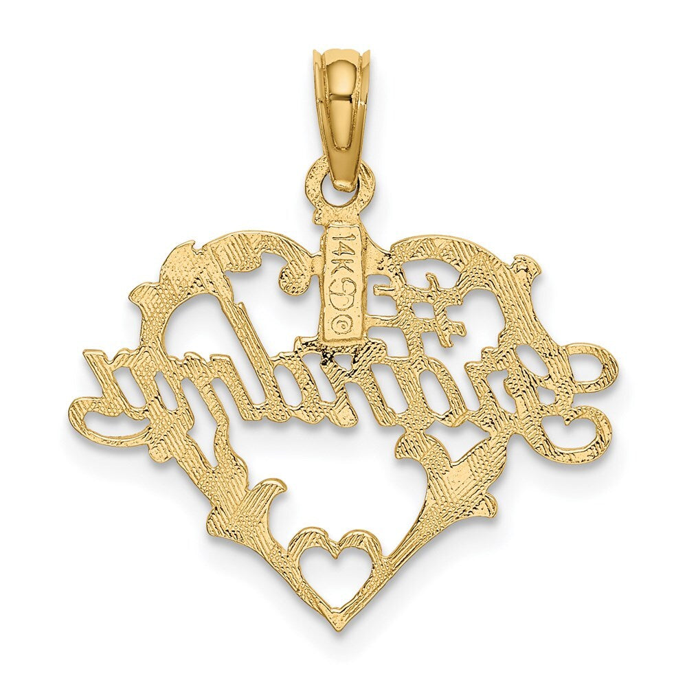 14k Yellow Gold #1 Script GRANDMA In Heart Charm Pendant for Women