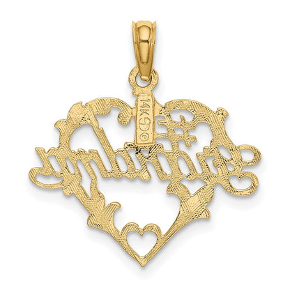 14k Yellow Gold #1 Script GRANDMA In Heart Charm Pendant for Women