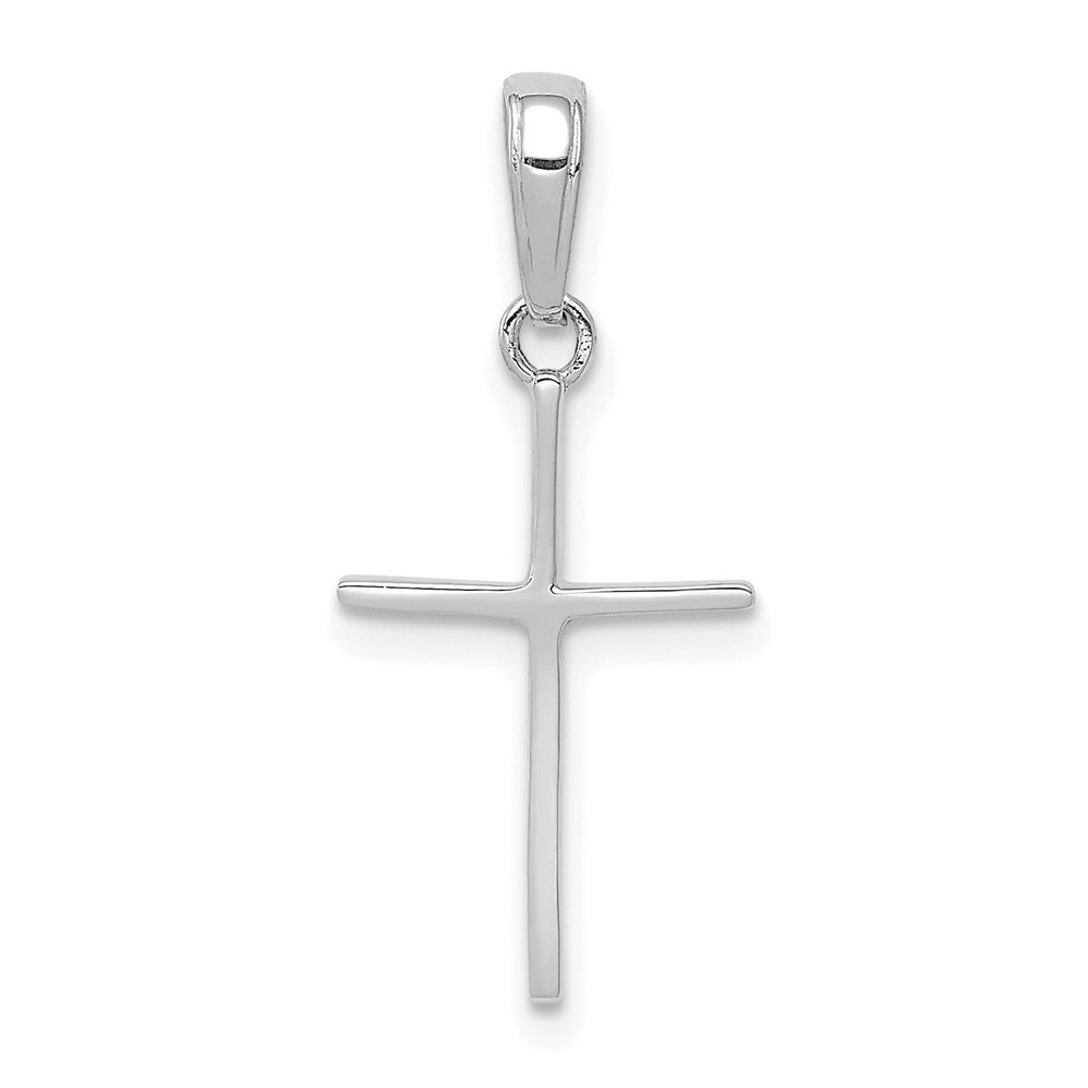 14k White Gold Polished Cross Pendant for Women