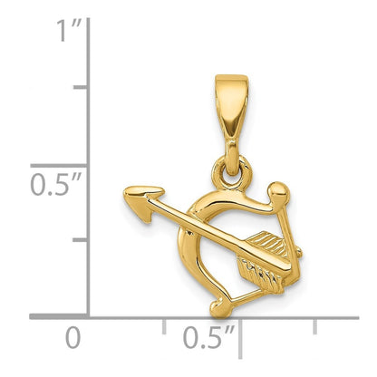 14k Yellow Gold  Polished Bow and Arrow Pendant