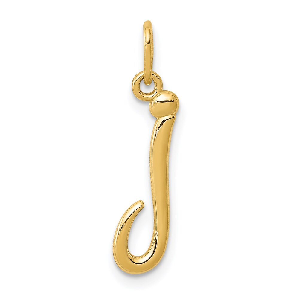 14k Yellow Gold Letter J Initial Charm Pendant for Women