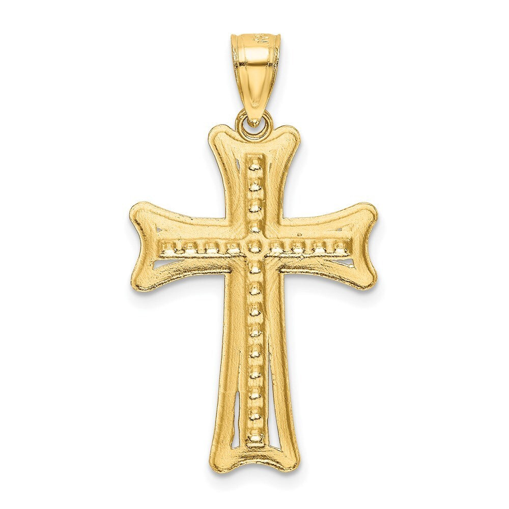 14k Yellow Gold Diamond-cut Cross Pendant