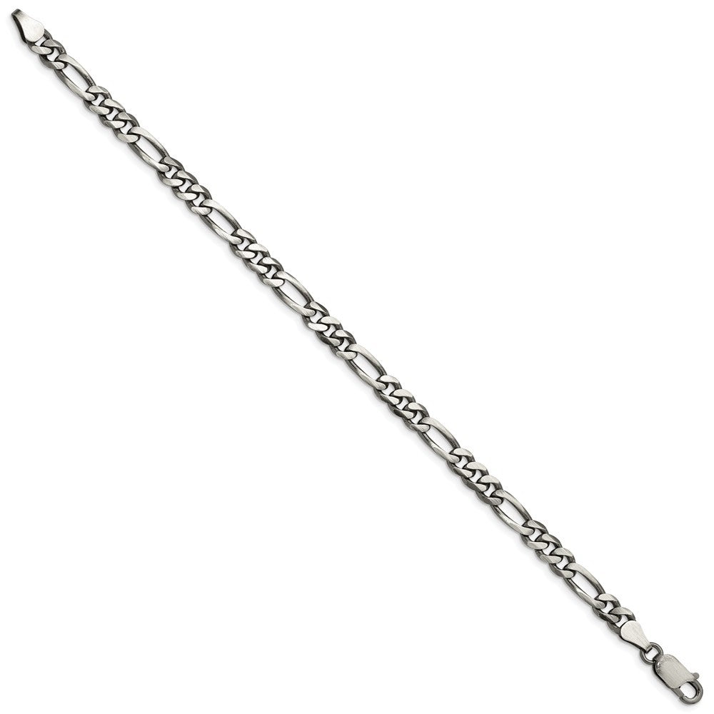 Sterling Silver Antiqued 5.5mm Figaro Chain Bracelet