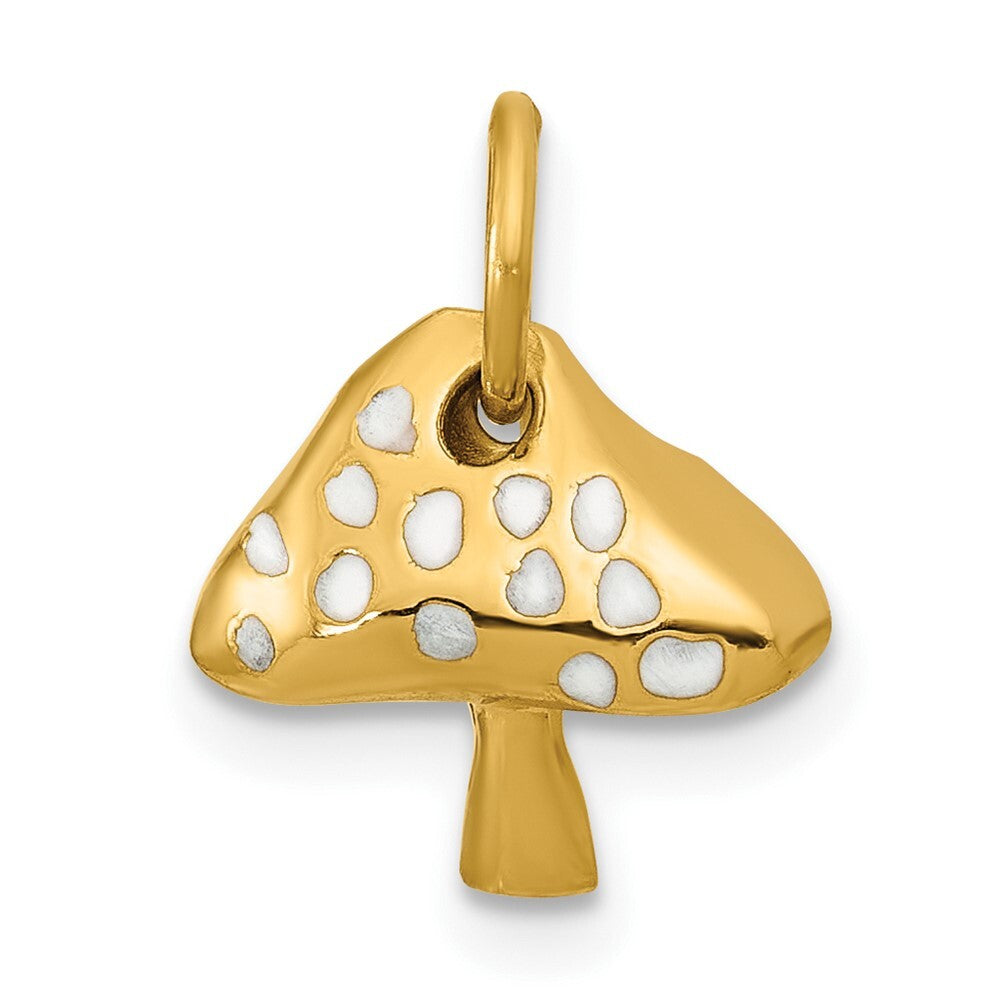 14k Yellow Gold Curvy Toadstool Charm Pendant for Women