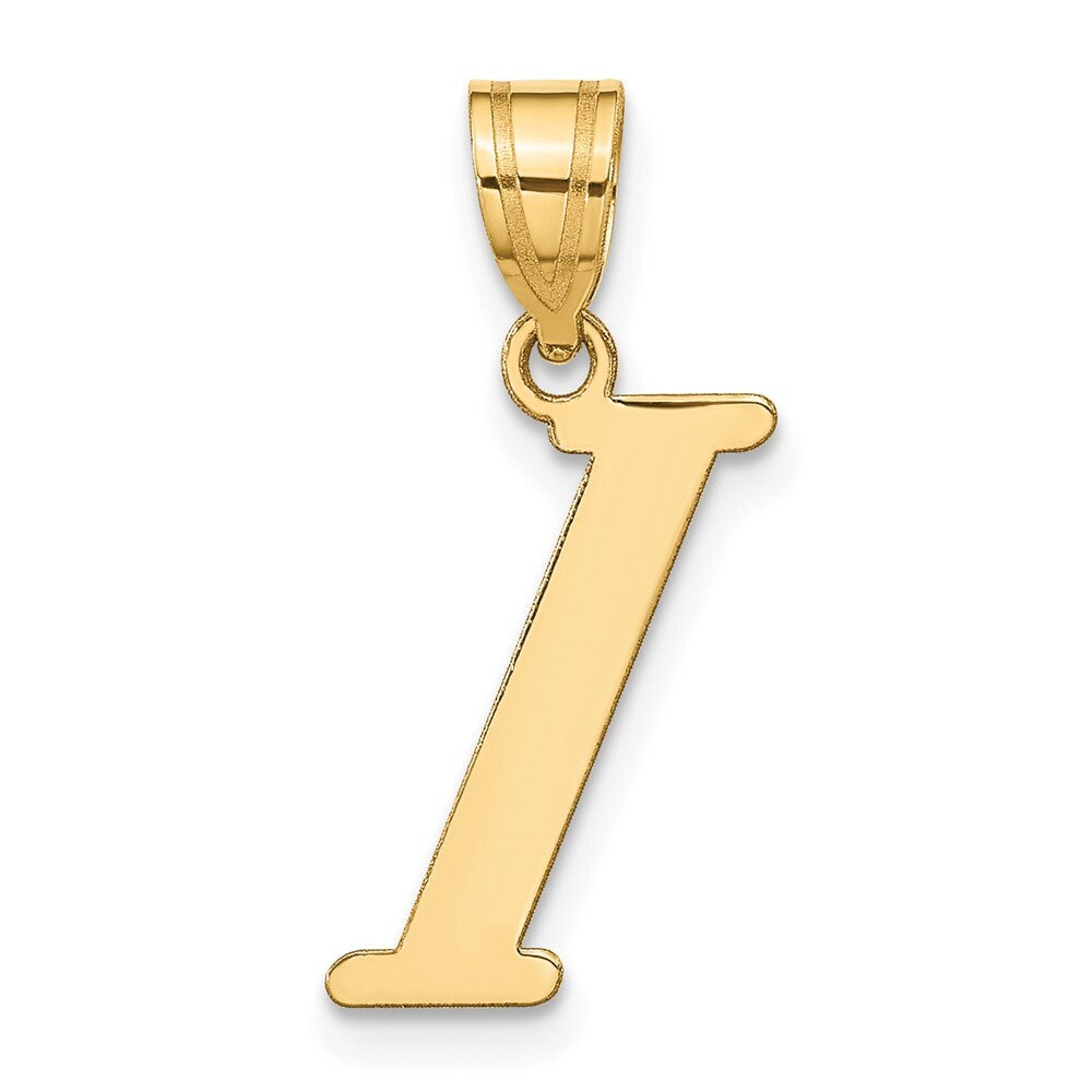 14k Yellow Gold Polished Letter I Initial Pendant for Women