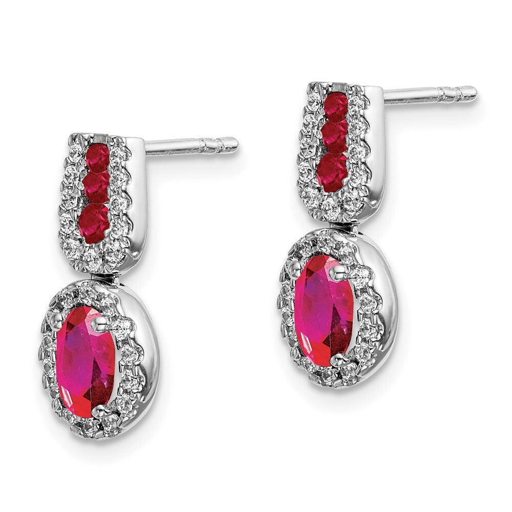 14k White Gold Diamond and Ruby Drop & Dangle Earrings