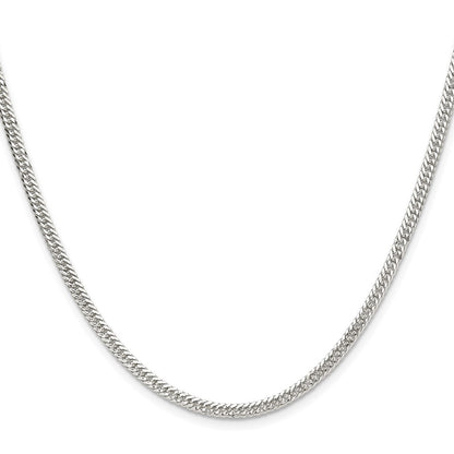 Sterling Silver Polished 3.0mm Double Diamond-cut Curb Chain Necklace